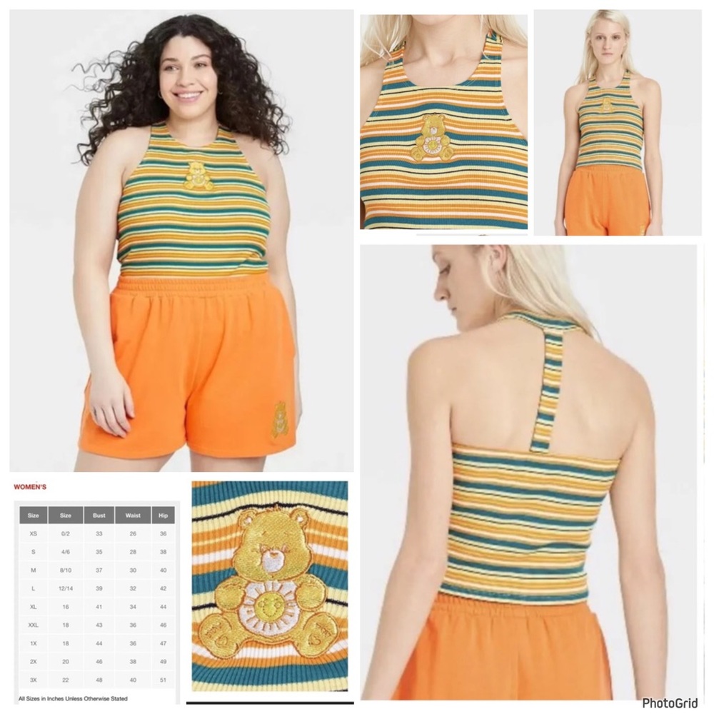 Care Bears XXL plus size yellow striped tank top NWT